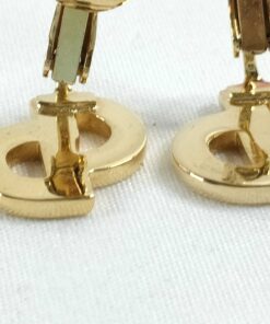 Christian Dior Vintage Gold-Tone "CD" Monogram Logo Stud Earrings - Image 6