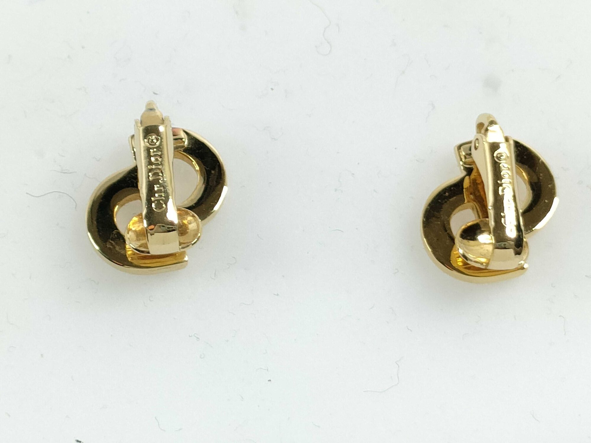 Christian Dior Vintage Gold-Tone "CD" Monogram Logo Stud Earrings image 2