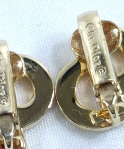 Christian Dior Vintage Gold-Tone "CD" Monogram Logo Stud Earrings - Image 7