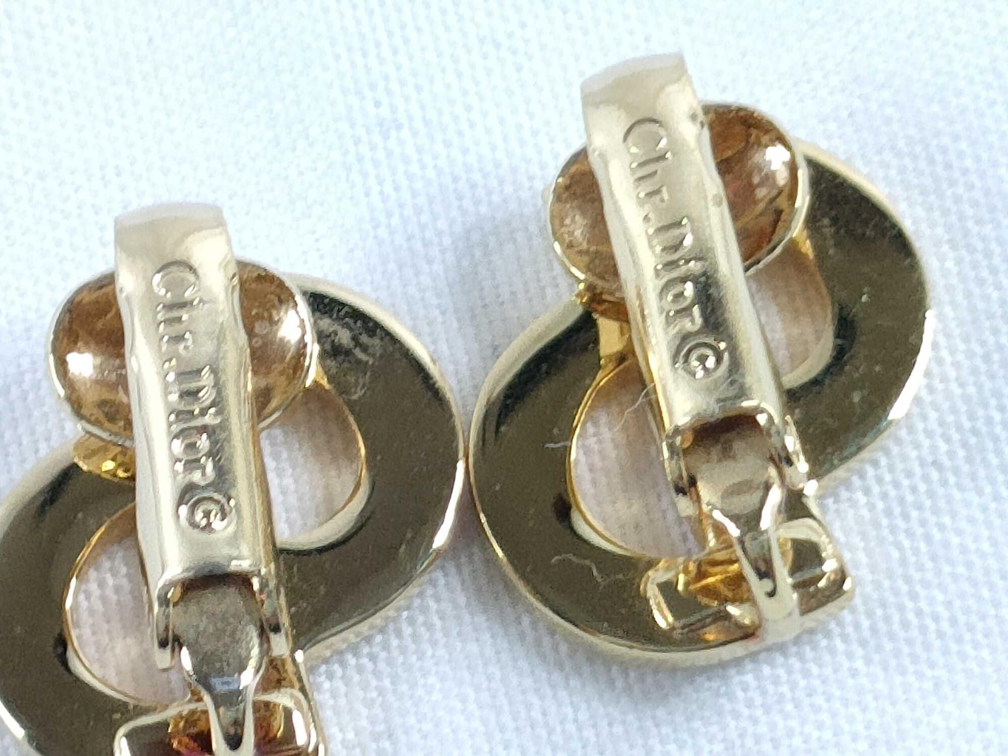 Christian Dior Vintage Gold-Tone "CD" Monogram Logo Stud Earrings image 7