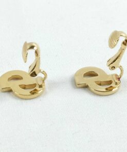 Christian Dior Vintage Gold-Tone "CD" Monogram Logo Stud Earrings - Image 3