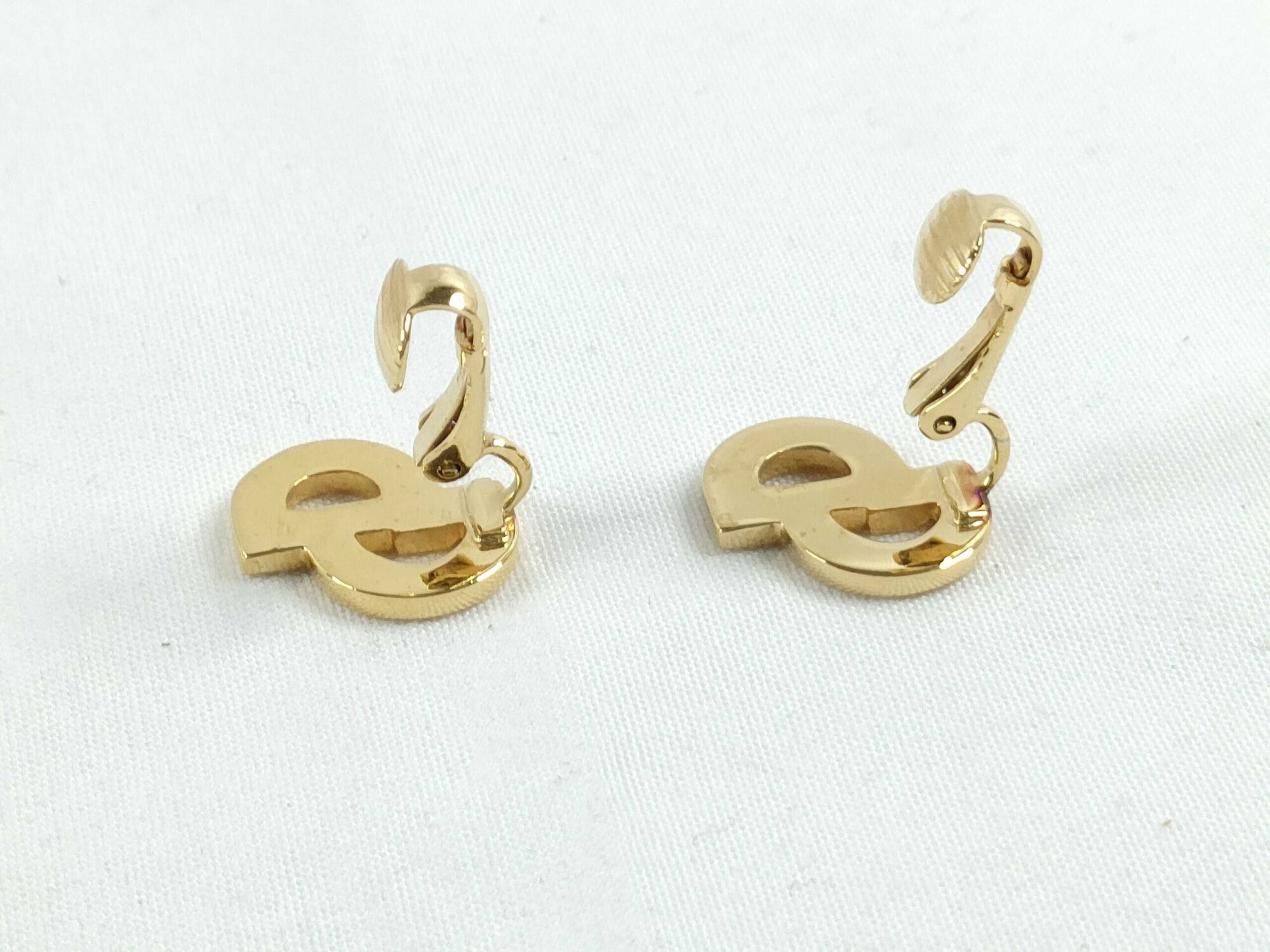 Christian Dior Vintage Gold-Tone "CD" Monogram Logo Stud Earrings image 3