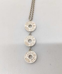 Tiffany & Co. 925 Sterling Silver 1837 Triple Drop Circle Pendant Necklace - Image 2