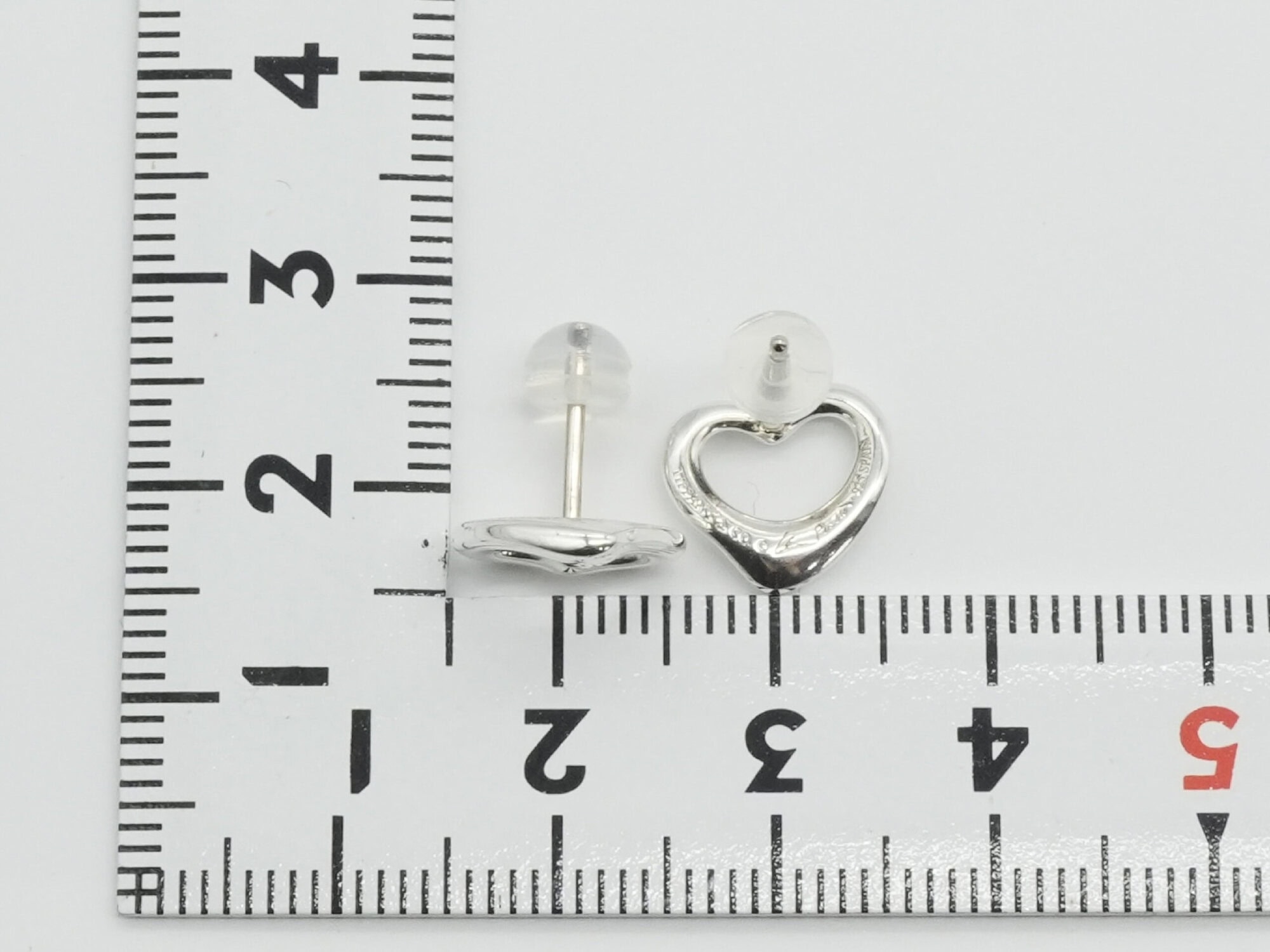Tiffany & Co. Elsa Peretti 925 Sterling Silver Open Heart Stud Earrings - Image 6