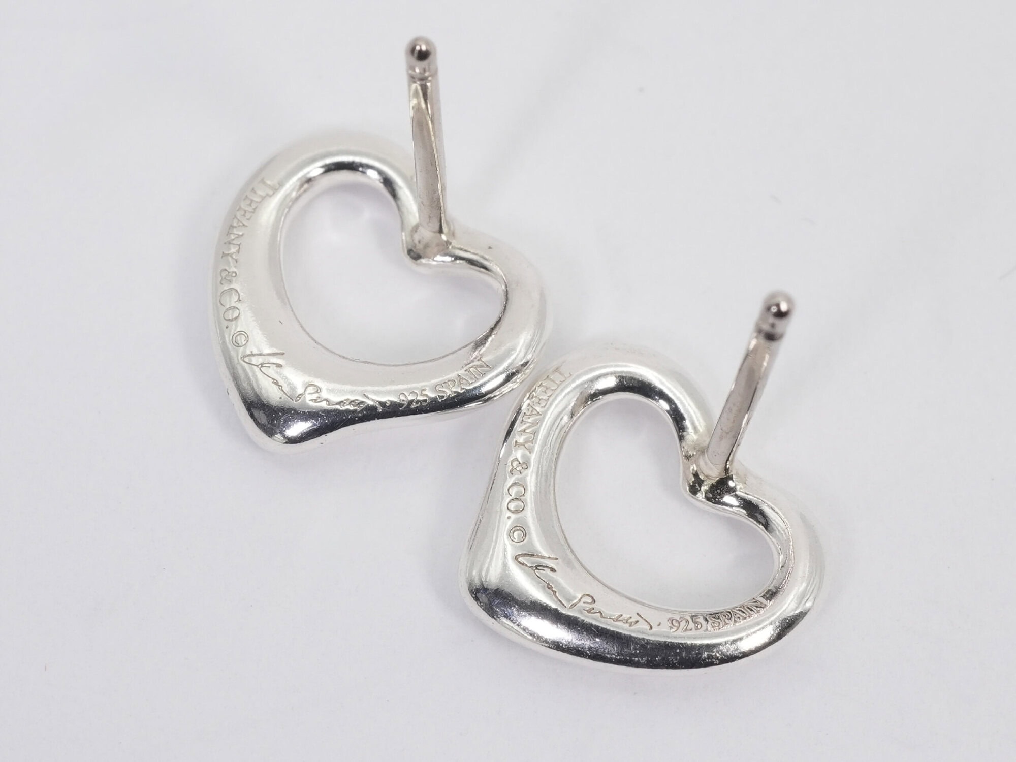 Tiffany & Co. Elsa Peretti 925 Sterling Silver Open Heart Stud Earrings - Image 4