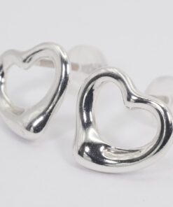 Tiffany & Co. Elsa Peretti 925 Sterling Silver Open Heart Stud Earrings - Image 2