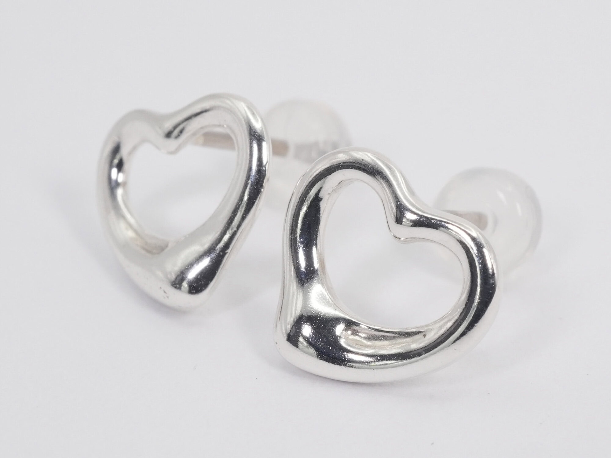 Tiffany & Co. Elsa Peretti 925 Sterling Silver Open Heart Stud Earrings - Image 2