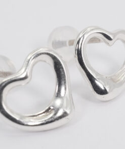 Tiffany & Co. Elsa Peretti 925 Sterling Silver Open Heart Stud Earrings - Image 3