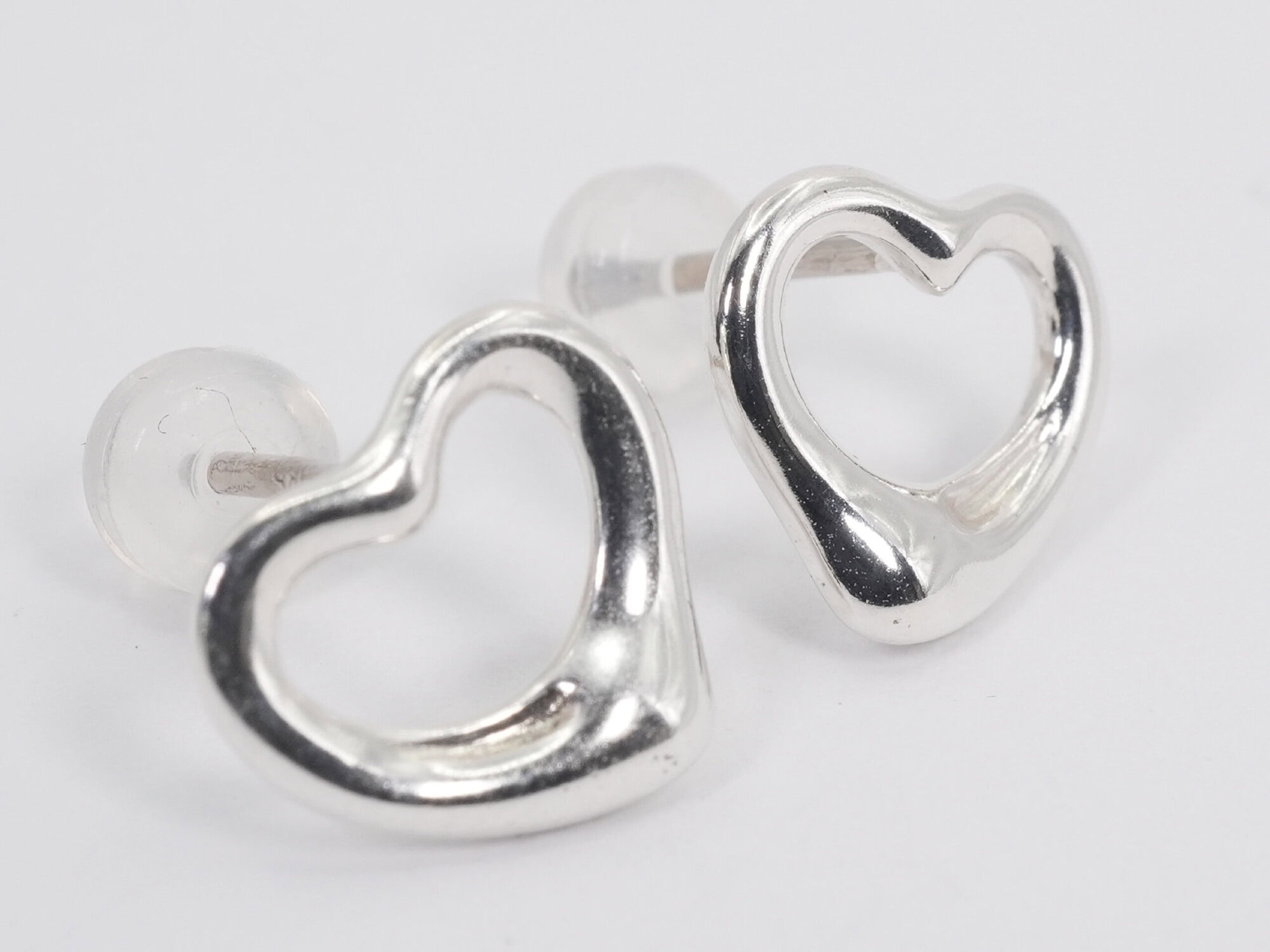 Tiffany & Co. Elsa Peretti 925 Sterling Silver Open Heart Stud Earrings - Image 3