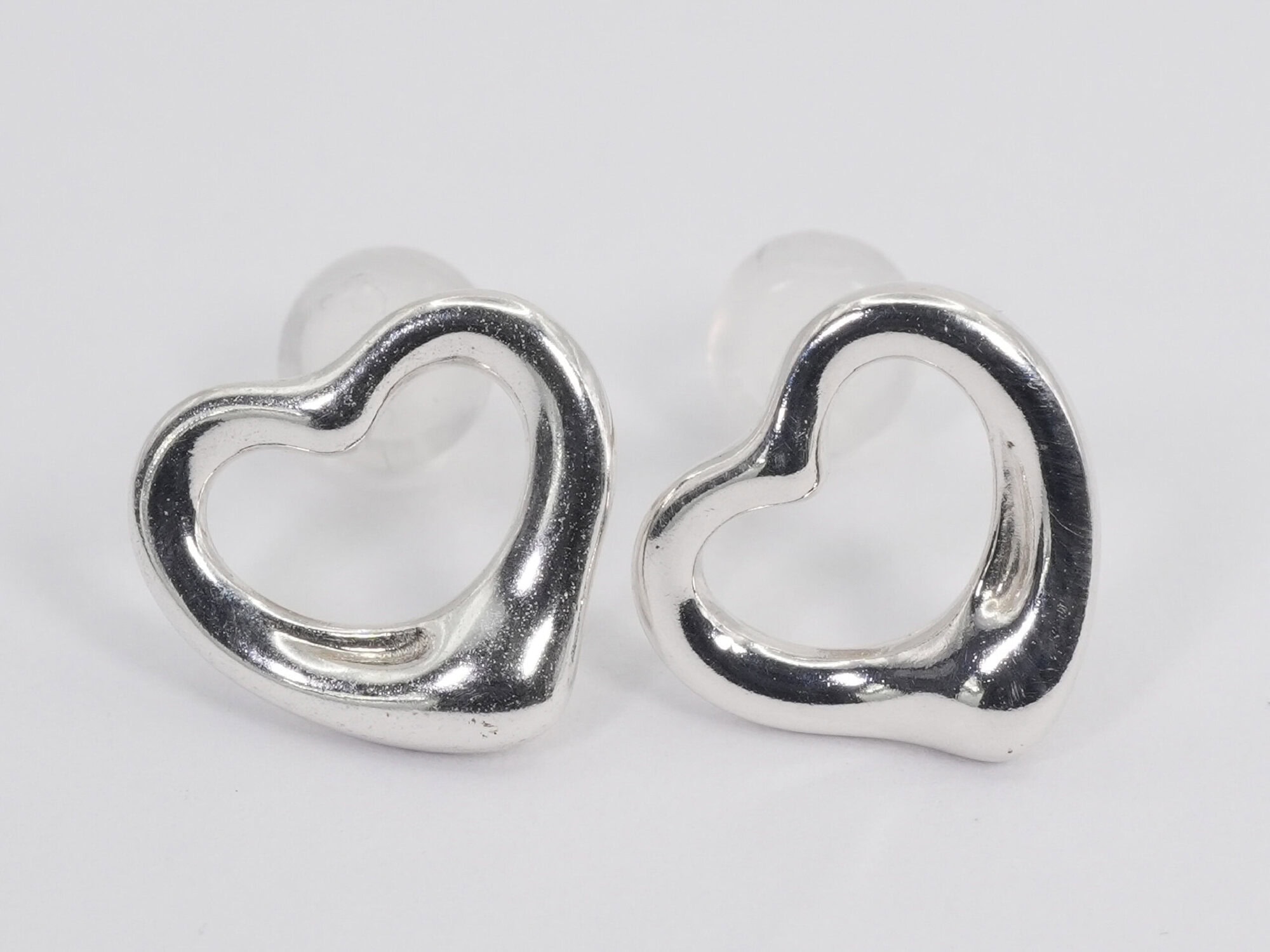 Tiffany & Co. Elsa Peretti 925 Sterling Silver Open Heart Stud Earrings