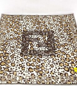 Fendi FF Zucca Monogram Leopard Print Square Handkerchief Scarf