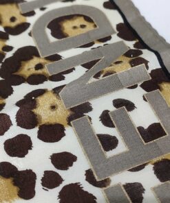Fendi FF Zucca Monogram Leopard Print Square Handkerchief Scarf - Image 9