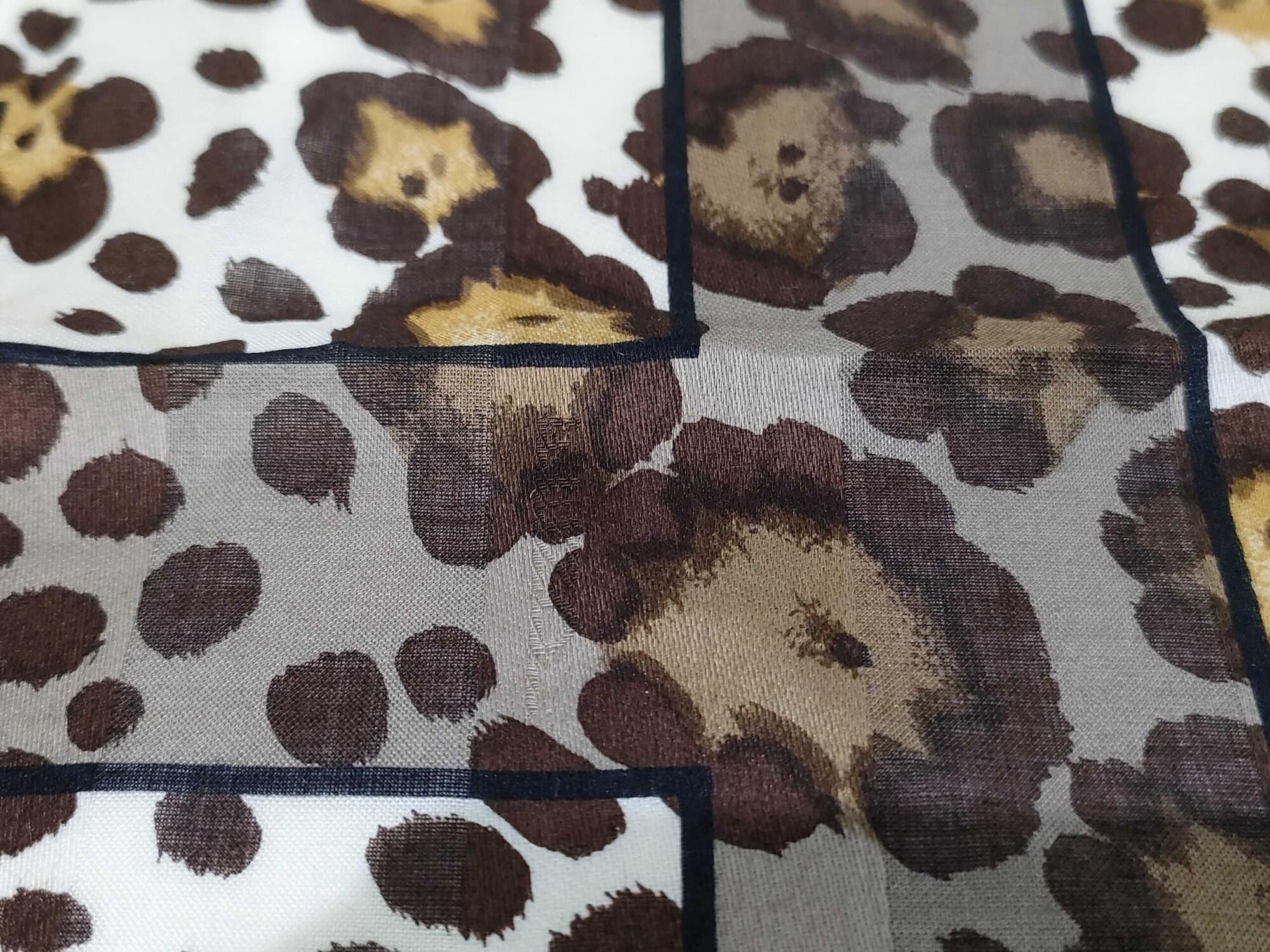 Fendi FF Zucca Monogram Leopard Print Square Handkerchief Scarf - Image 7