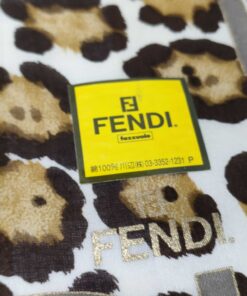 Fendi FF Zucca Monogram Leopard Print Square Handkerchief Scarf - Image 3