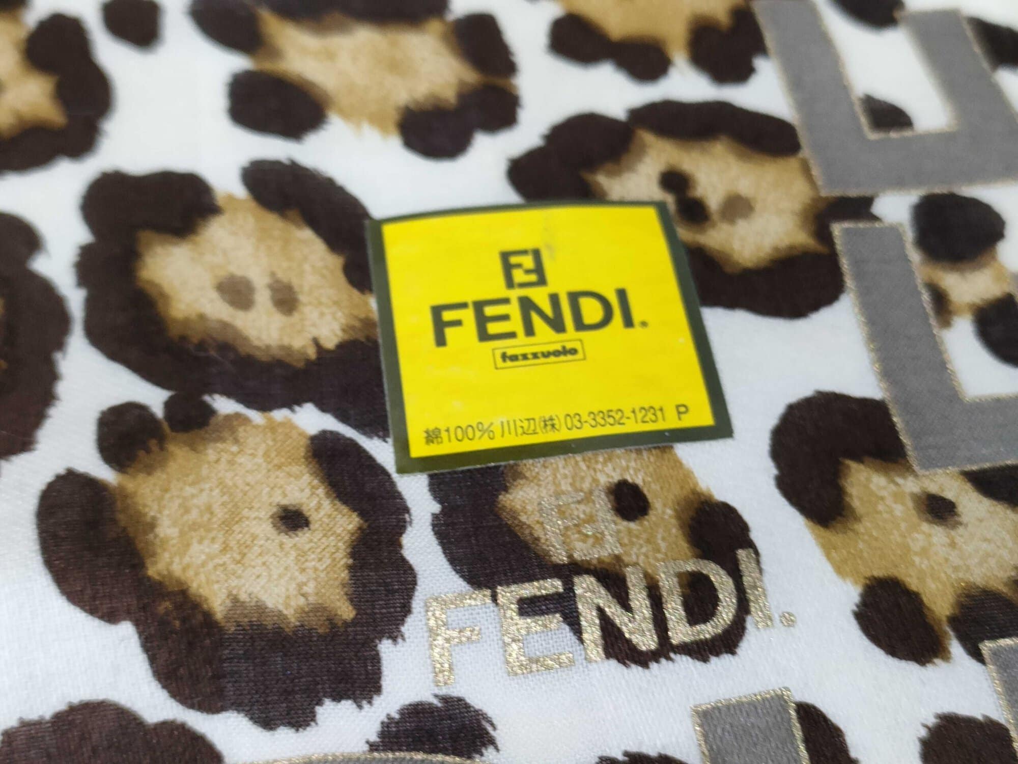 Fendi FF Zucca Monogram Leopard Print Square Handkerchief Scarf - Image 3