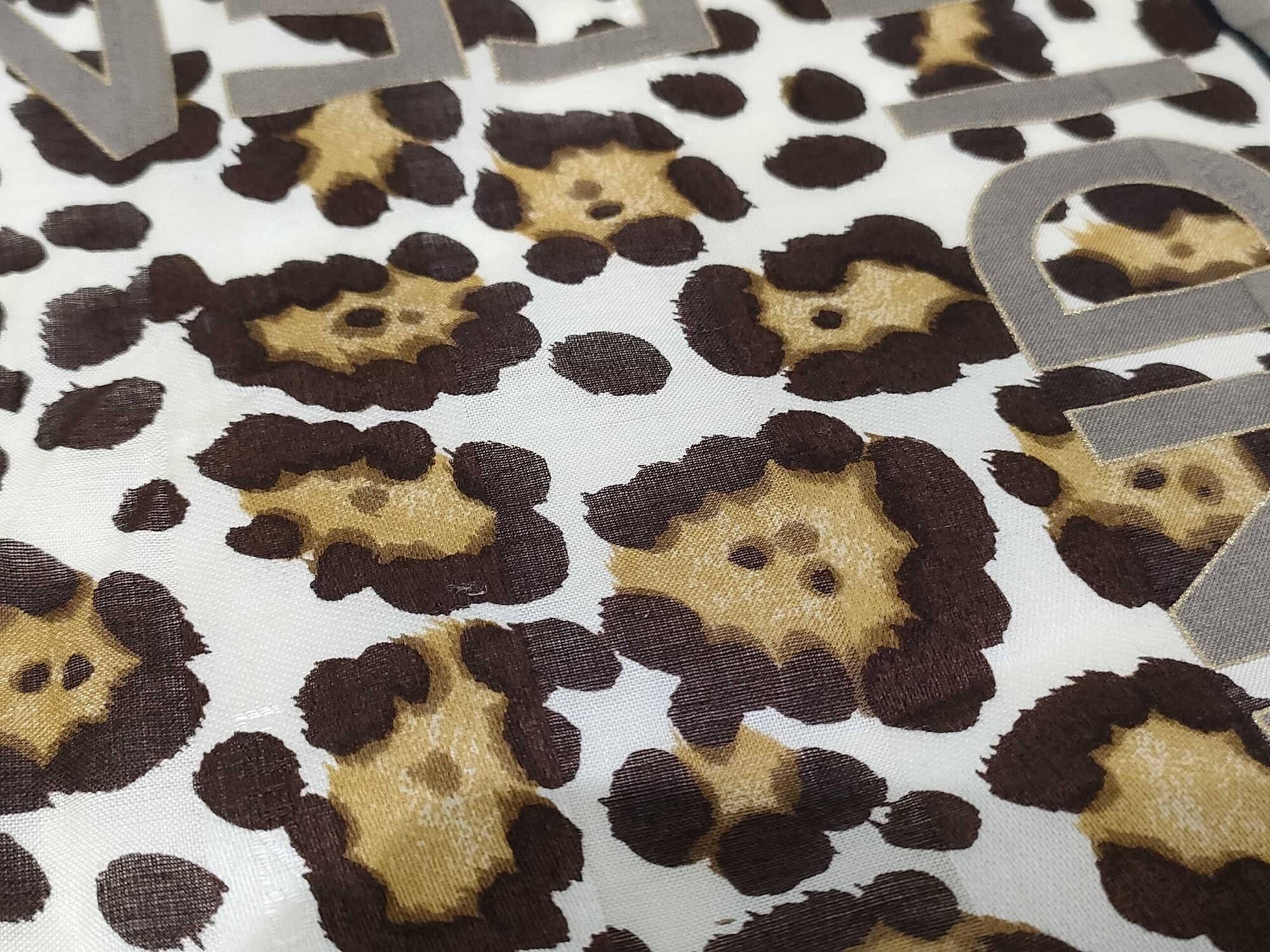 Fendi FF Zucca Monogram Leopard Print Square Handkerchief Scarf - Image 8