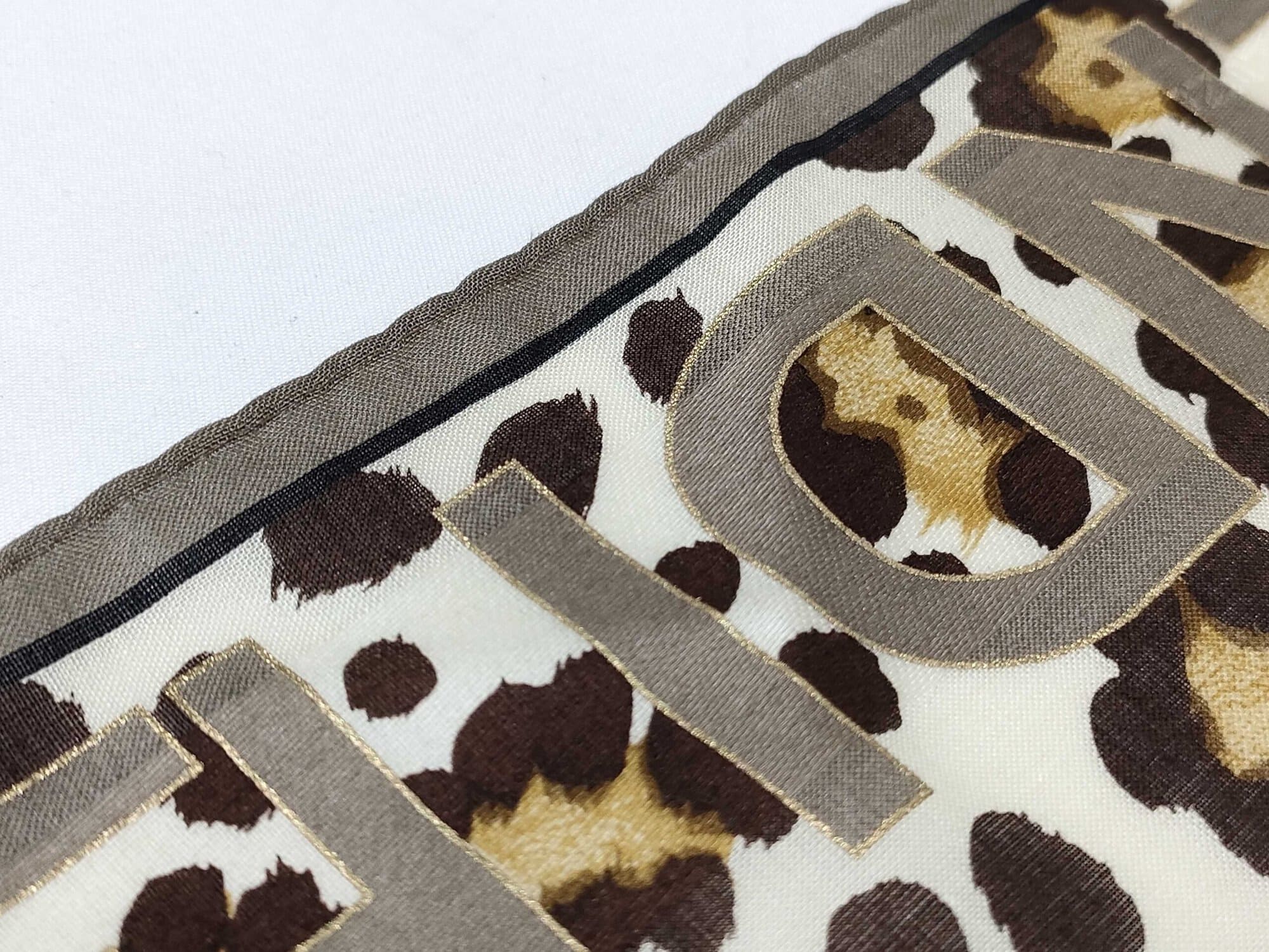 Fendi FF Zucca Monogram Leopard Print Square Handkerchief Scarf - Image 4
