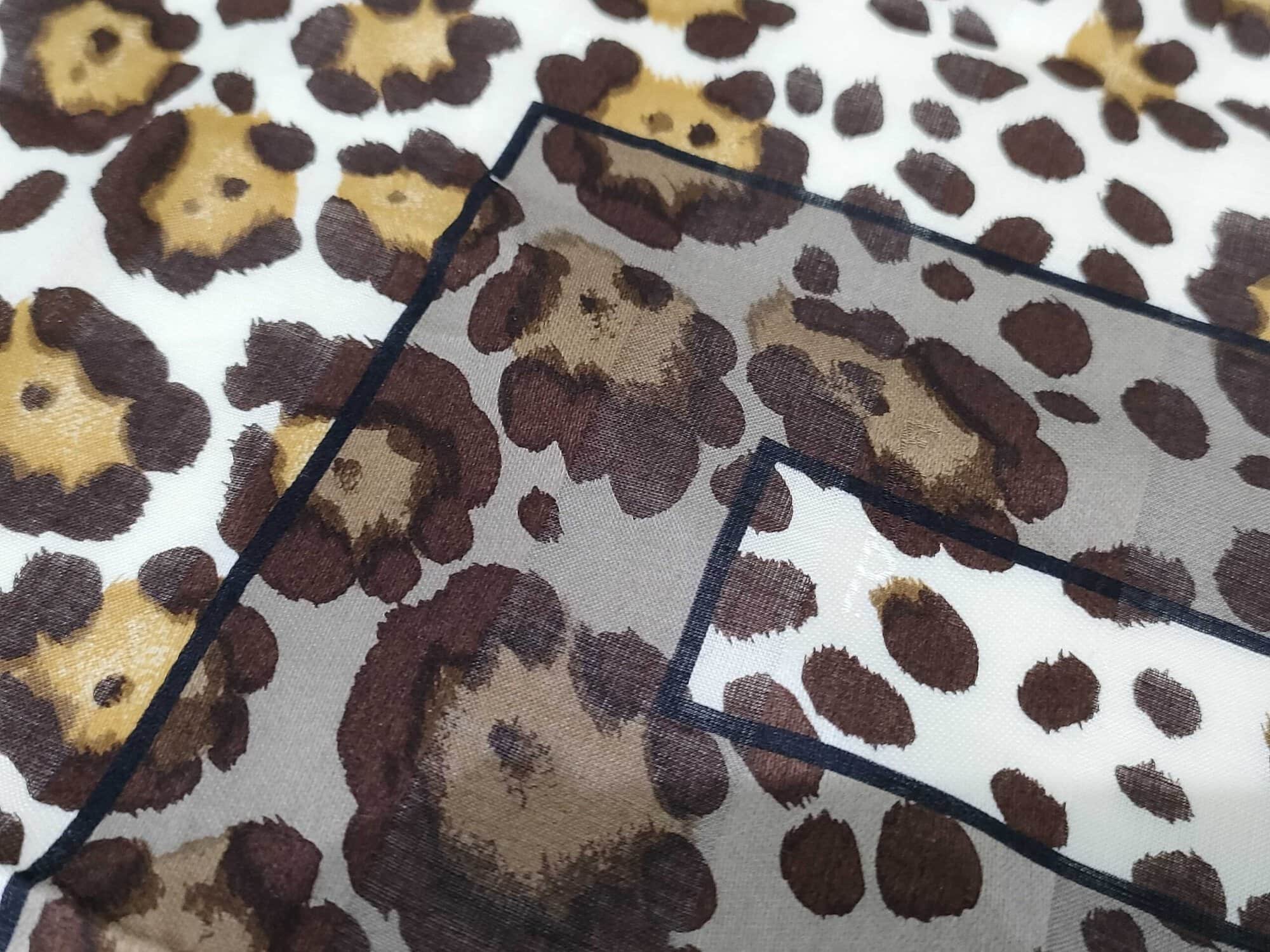 Fendi FF Zucca Monogram Leopard Print Square Handkerchief Scarf - Image 6