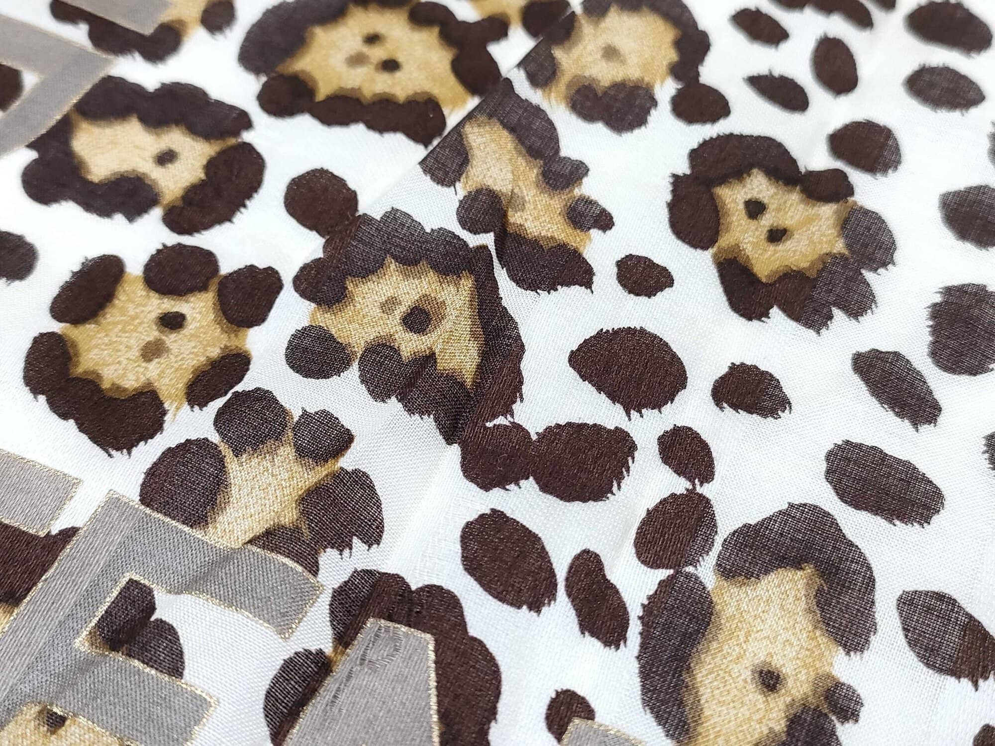 Fendi FF Zucca Monogram Leopard Print Square Handkerchief Scarf - Image 5