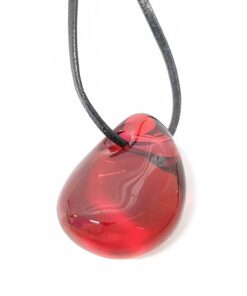 Baccarat Crystal Galet Wave Cord Pendant Necklace – Ruby Red