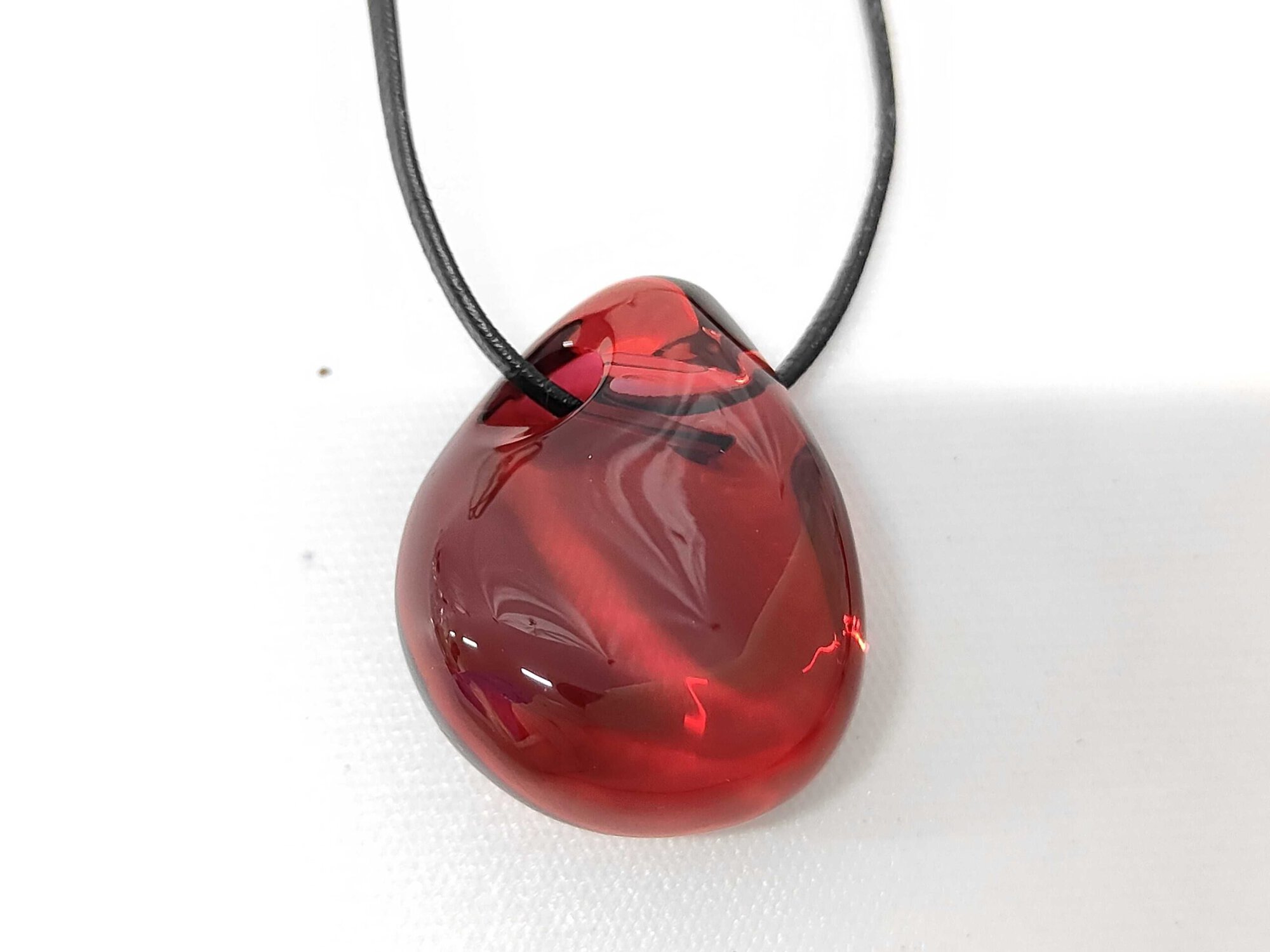 Baccarat Crystal Galet Wave Cord Pendant Necklace – Ruby Red - Image 2