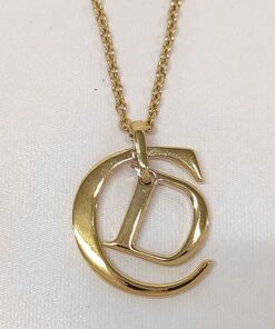 Christian Dior Gold-Plated CD Logo Pendant Necklace