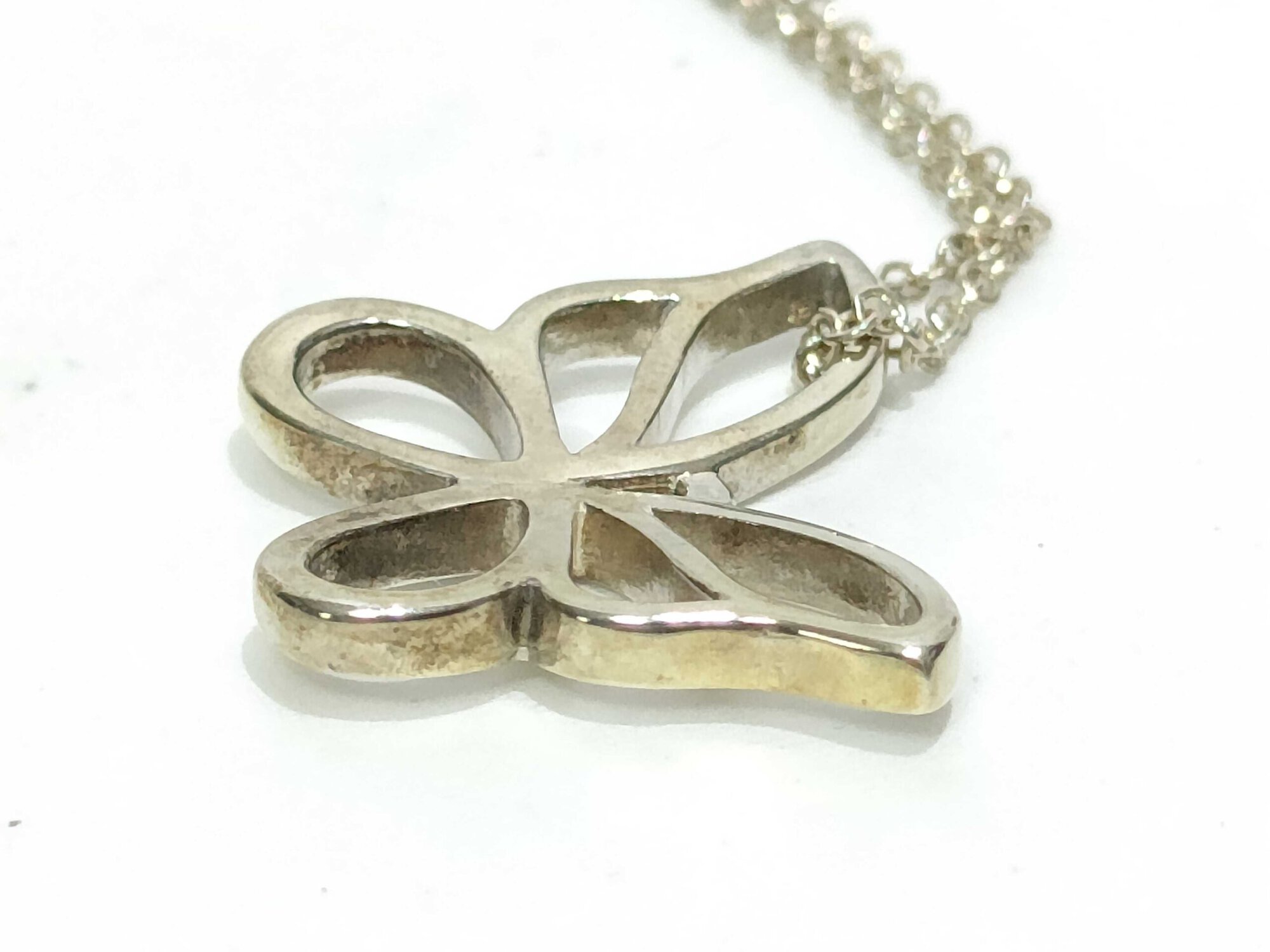 Tiffany & Co. Sterling Silver Open Butterfly Pendant Necklace - Image 3