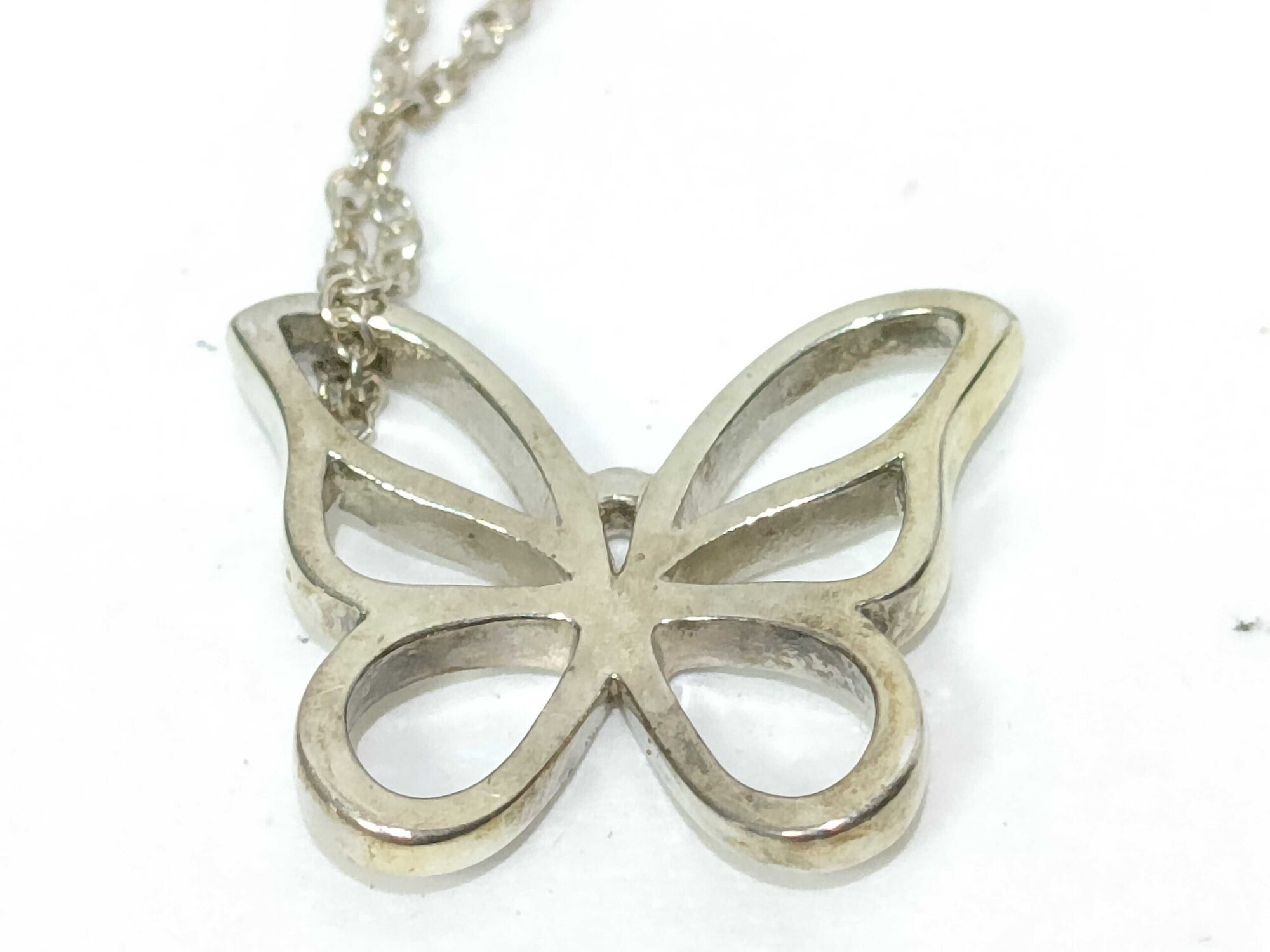 Tiffany & Co. Sterling Silver Open Butterfly Pendant Necklace - Image 2