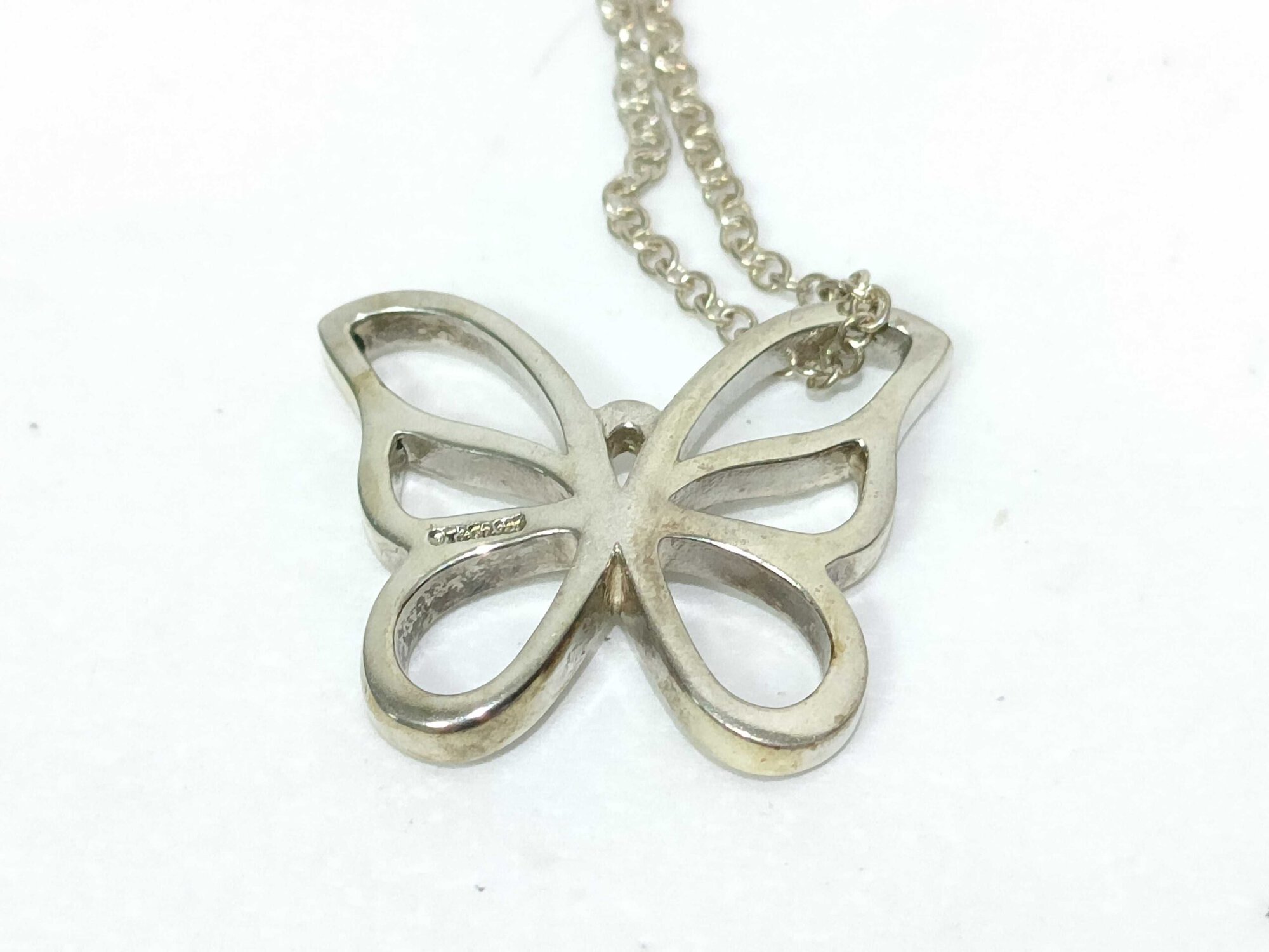 Tiffany & Co. Sterling Silver Open Butterfly Pendant Necklace
