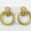 Christian Dior Pavé Crystal Door Knocker Hoop Clip-On Earrings