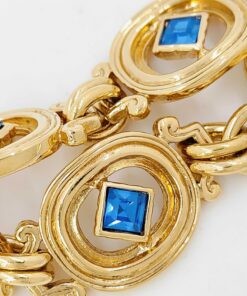 Yves Saint Laurent Gold-Tone Oval Link Blue Accent Station Bracelet, additional view 6