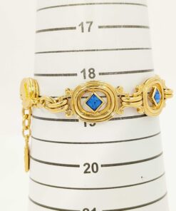 Yves Saint Laurent Gold-Tone Oval Link Blue Accent Station Bracelet, additional view 3