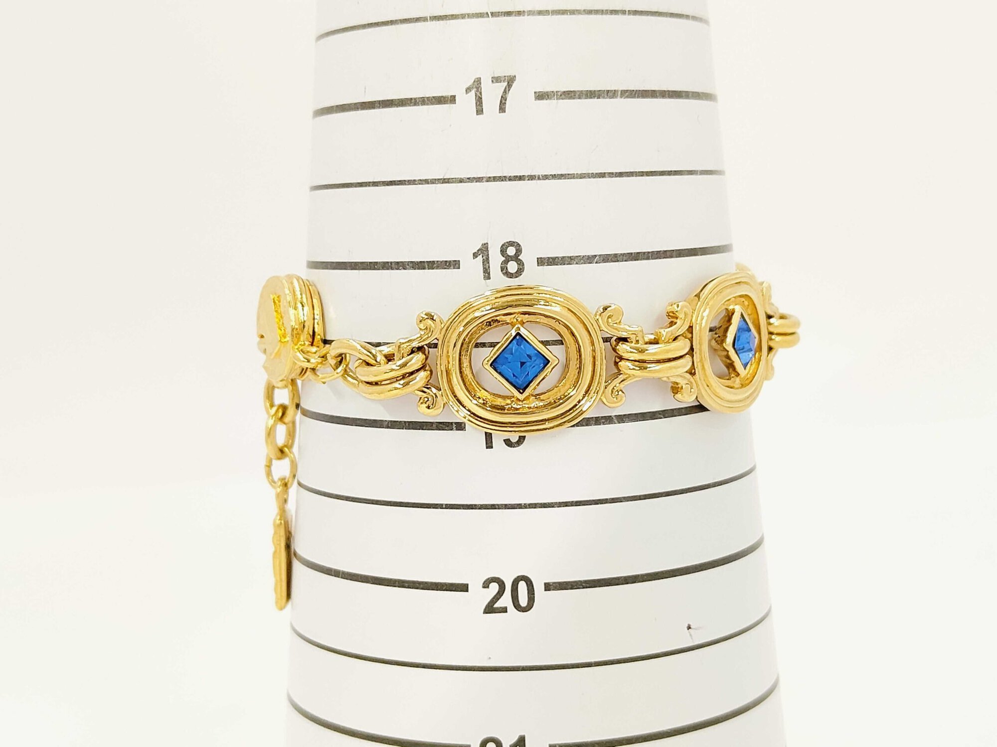 Yves Saint Laurent Gold-Tone Oval Link Blue Accent Station Bracelet, additional view 3