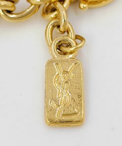 Yves Saint Laurent Gold-Tone Oval Link Blue Accent Station Bracelet, additional view 5