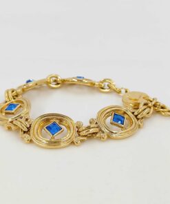 Yves Saint Laurent Gold-Tone Oval Link Blue Accent Station Bracelet, additional view 2