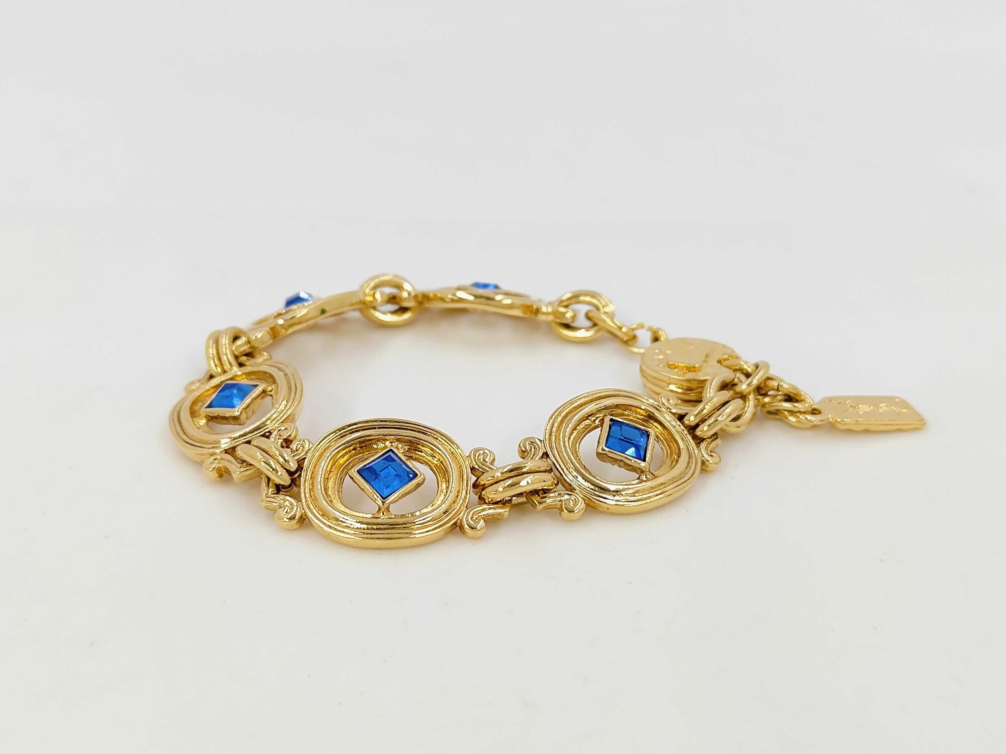 Yves Saint Laurent Gold-Tone Oval Link Blue Accent Station Bracelet, additional view 2
