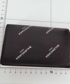 Balenciaga Cash Allover Logo Leather Mini Trifold Wallet - Image 2