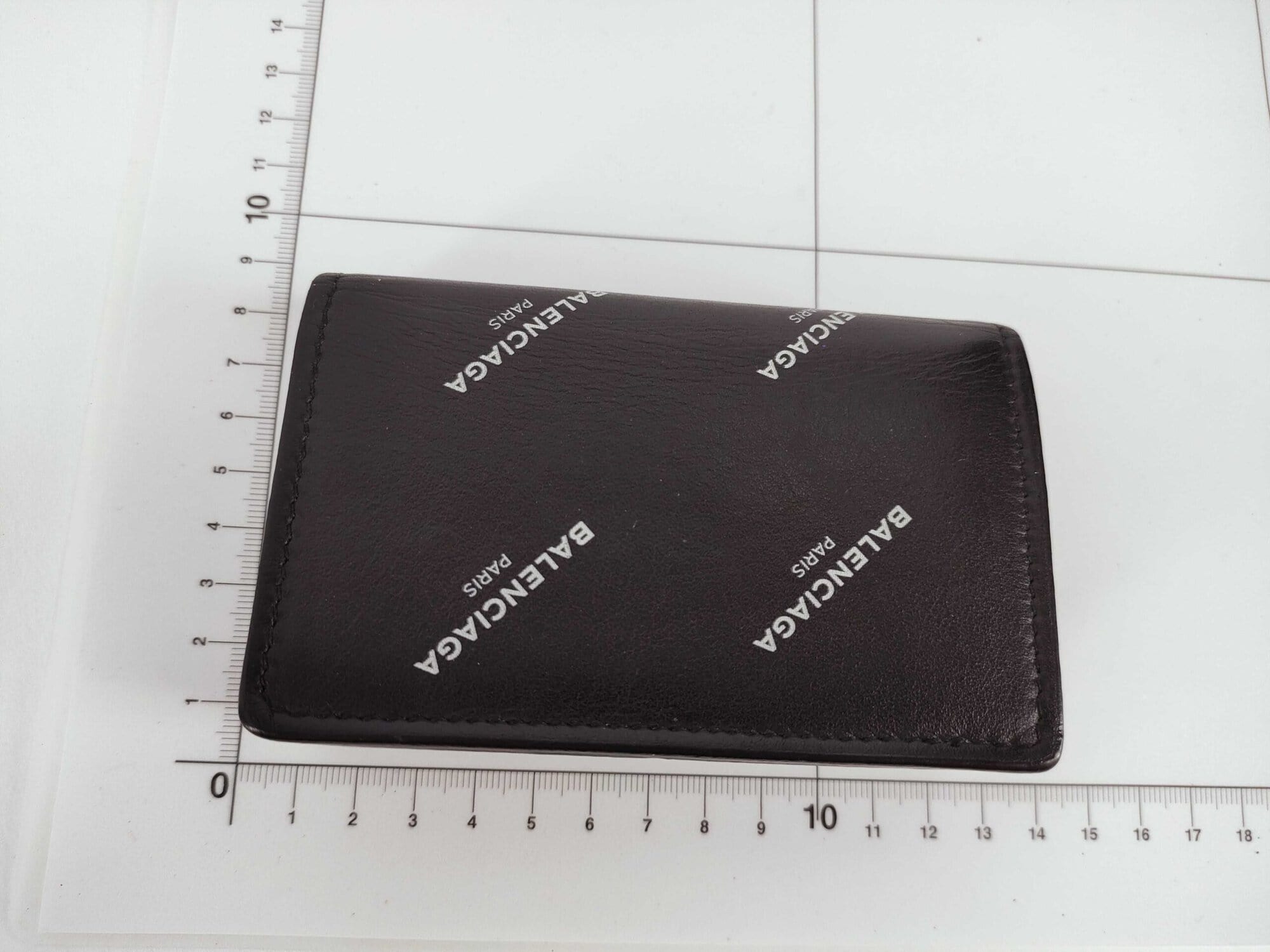 Balenciaga Cash Allover Logo Leather Mini Trifold Wallet - Image 2