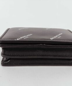 Balenciaga Cash Allover Logo Leather Mini Trifold Wallet - Image 7