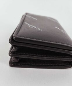 Balenciaga Cash Allover Logo Leather Mini Trifold Wallet - Image 4