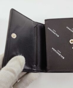 Balenciaga Cash Allover Logo Leather Mini Trifold Wallet - Image 8
