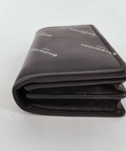 Balenciaga Cash Allover Logo Leather Mini Trifold Wallet - Image 6