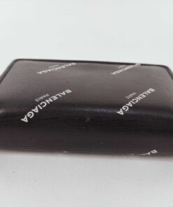 Balenciaga Cash Allover Logo Leather Mini Trifold Wallet - Image 5