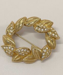 Christian Dior Pavé Crystal Laurel Leaf Wreath Brooch