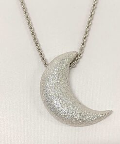 Christian Dior Textured Pavé Crystal Crescent Moon Necklace