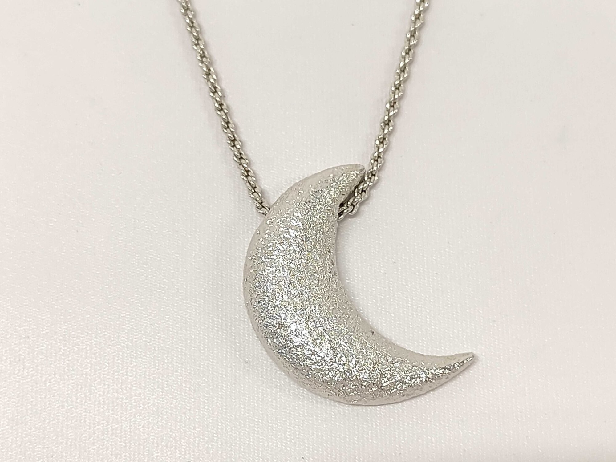 Christian Dior Textured Pavé Crystal Crescent Moon Necklace
