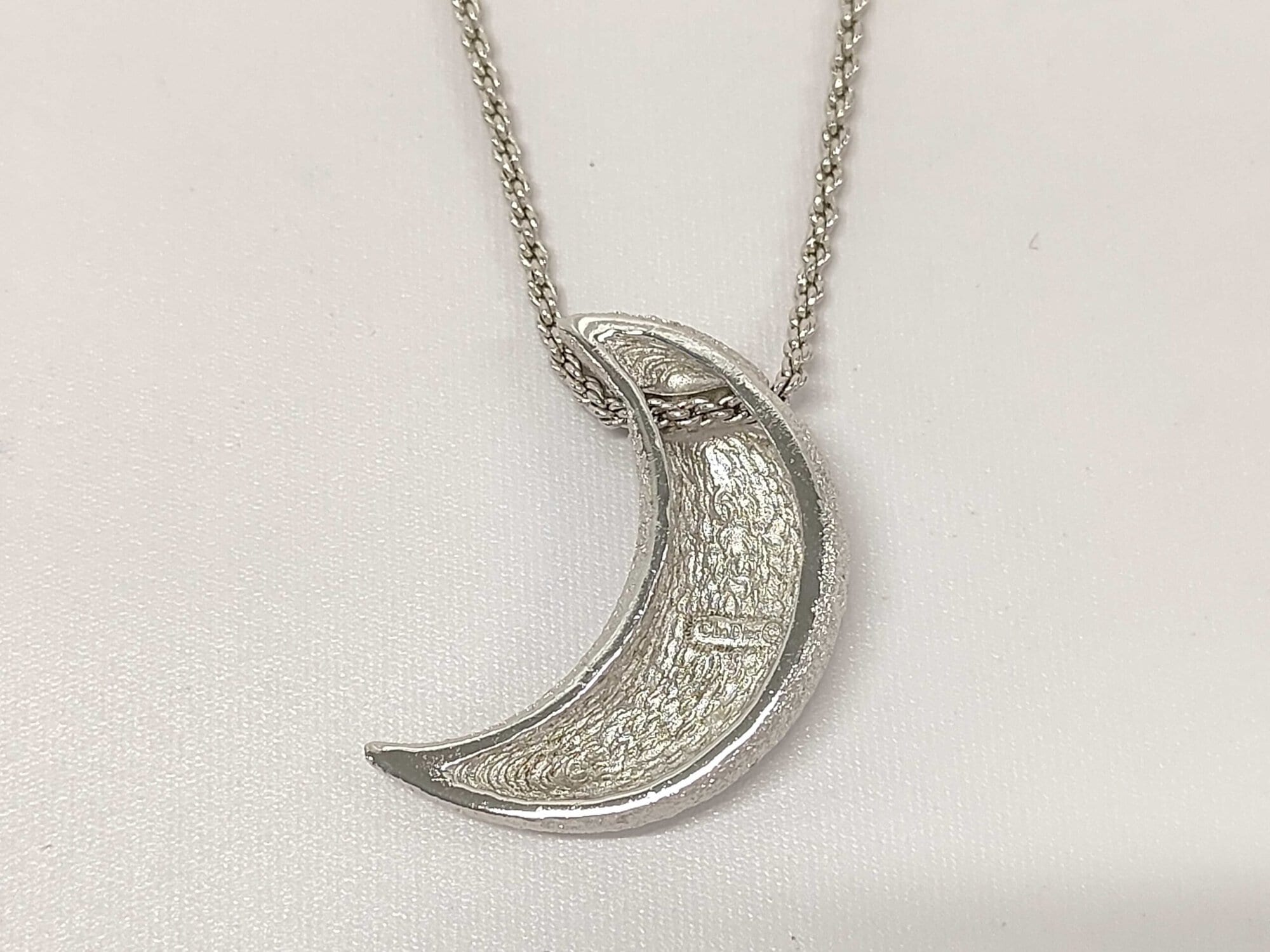 Christian Dior Textured Pavé Crystal Crescent Moon Necklace - Image 2