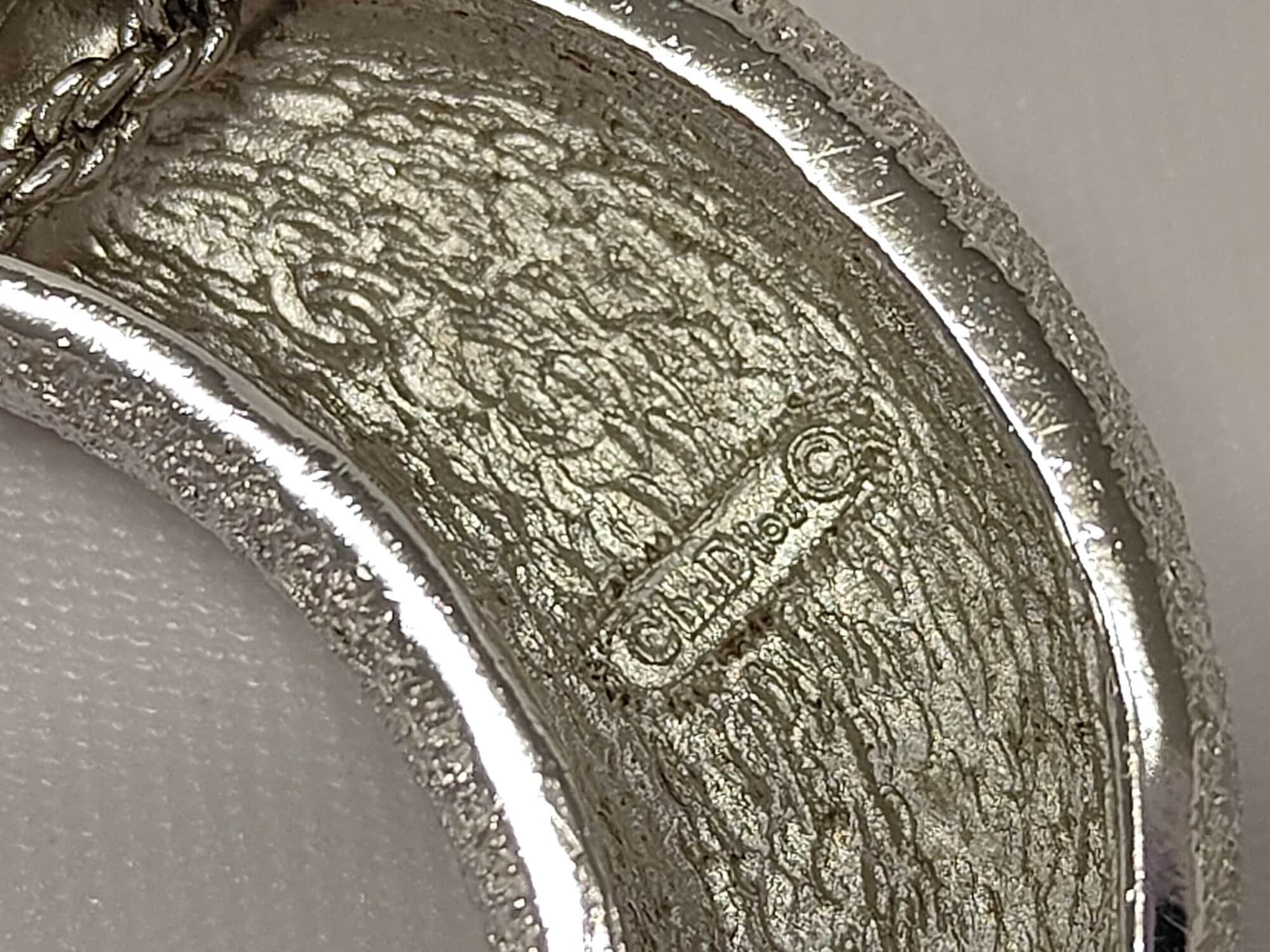 Christian Dior Textured Pavé Crystal Crescent Moon Necklace - Image 8