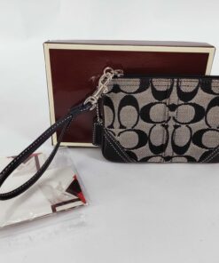 Coach Signature Canvas Small Top-Zip Wristlet