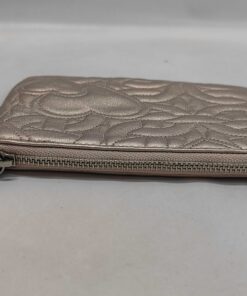 Coach Metallic Champagne Quilted Heart Leather Wristlet - Image 6